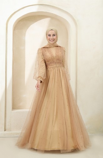 Gold Hijab-Abendkleider 3405-02