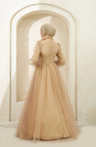 Gold Hijab Evening Dress 3405-02