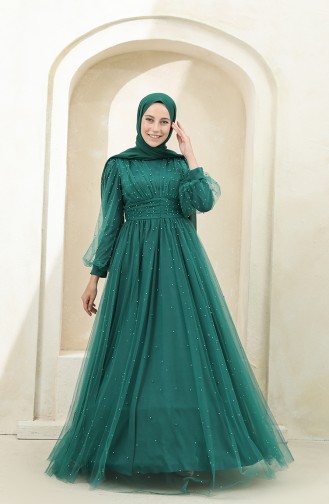 Smaragdgrün Hijab-Abendkleider 3405-04