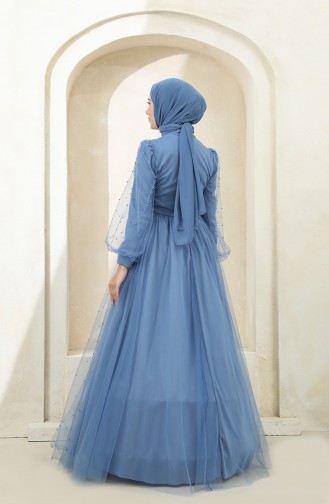 Indigo Hijab Evening Dress 3405-06