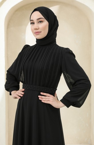 Black Hijab Evening Dress 4859-01