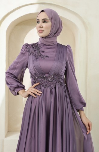 Violet Hijab Evening Dress 4869-04