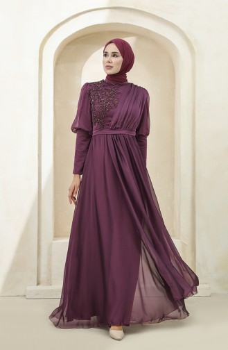 Violet Hijab Evening Dress 4876-02