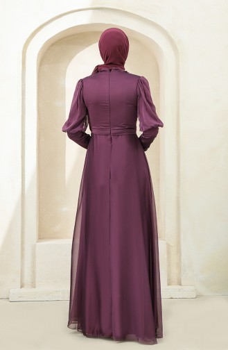 Violet Hijab Evening Dress 4876-02