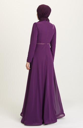 Purple Hijab Evening Dress 6062-05