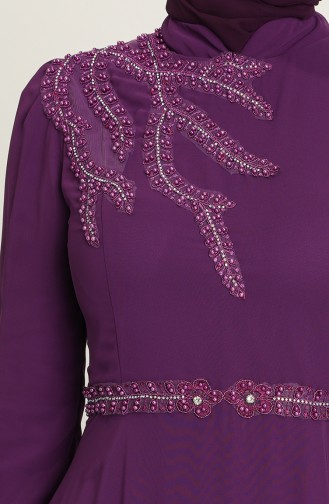 Purple Hijab Evening Dress 6062-05