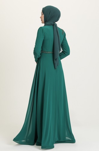 Emerald Green Hijab Evening Dress 6062-06