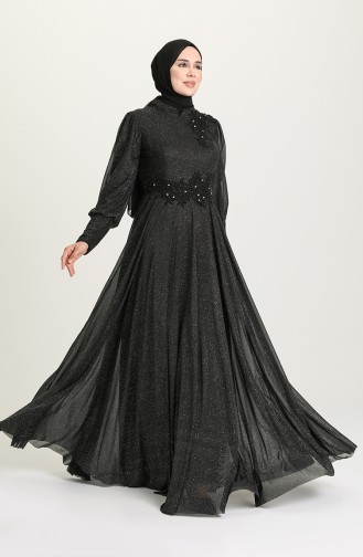 Black Hijab Evening Dress 1550-01
