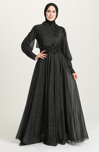 Black Hijab Evening Dress 1550-01