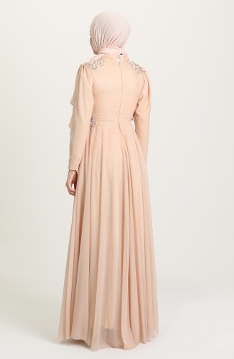 Salmon Hijab Evening Dress 1551-01