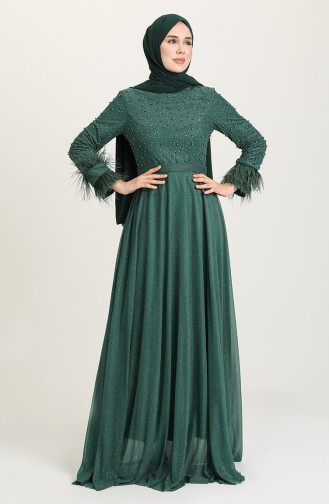 Smaragdgrün Hijab-Abendkleider 3062-01