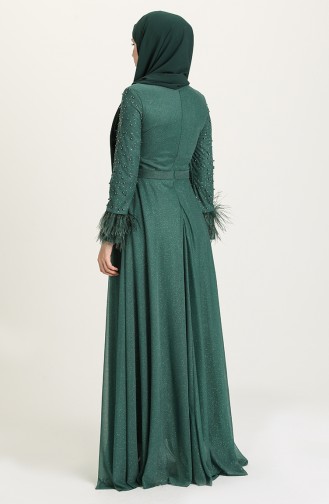 Emerald Green Hijab Evening Dress 3062-01