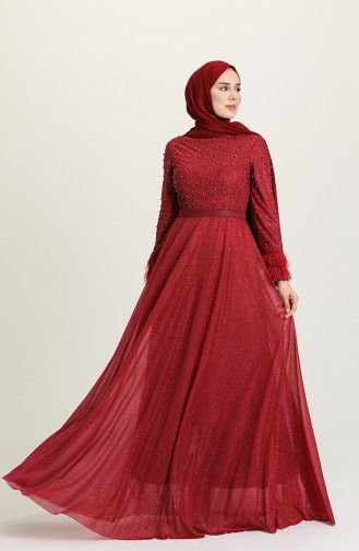 فساتين سهرة بتصميم اسلامي ارجواني داكن 3062-02