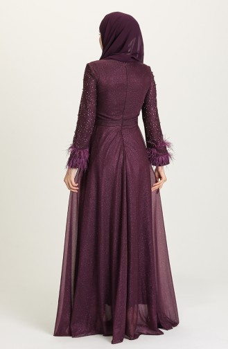 Purple Hijab Evening Dress 3062-04