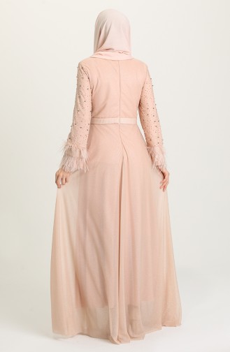 Salmon Hijab Evening Dress 3062-07