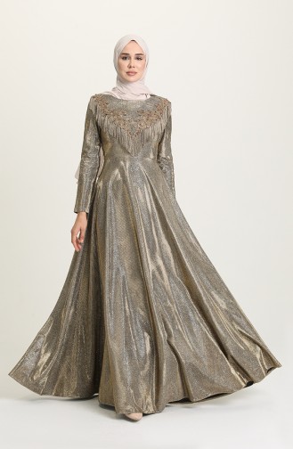 Gold Hijab-Abendkleider 3065-02