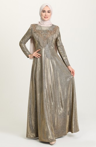 Gold Hijab-Abendkleider 3065-02