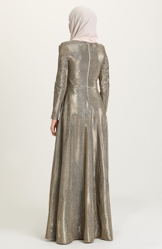 Gold Hijab Evening Dress 3065-02