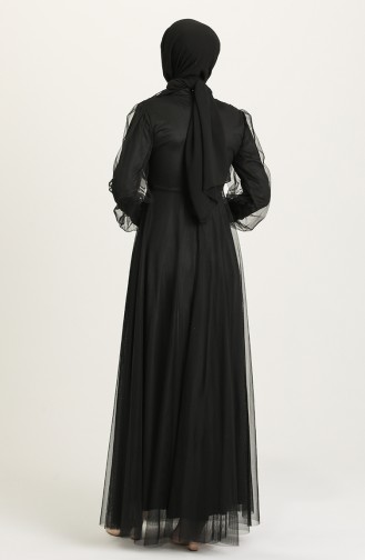 Black Hijab Evening Dress 4210-01
