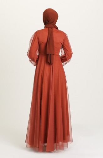 Copper Hijab Evening Dress 4210-05