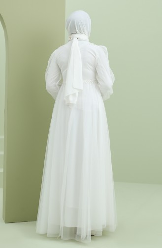 White Hijab Evening Dress 4215-01