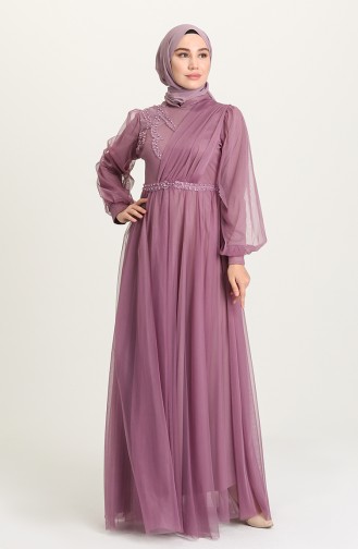 Violet Hijab Evening Dress 4215-04