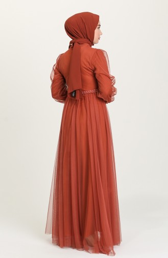 Copper Hijab Evening Dress 4215-06