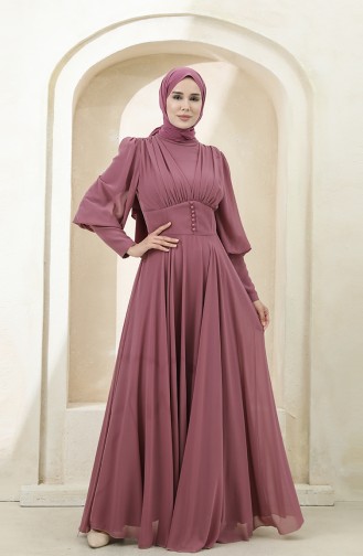Dark Dusty Rose Hijab Evening Dress 5381-09