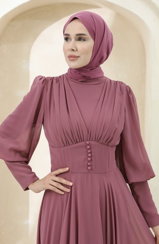 Dark Dusty Rose Hijab Evening Dress 5381-09