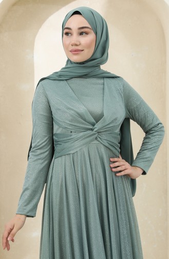 Sea Green Hijab Evening Dress 5397-05