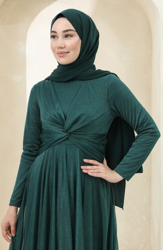 Emerald Green Hijab Evening Dress 5397-07