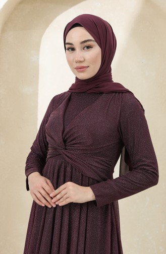 Dark Purple Hijab Evening Dress 5397-09