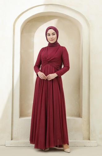 Weinrot Hijab-Abendkleider 5397-11