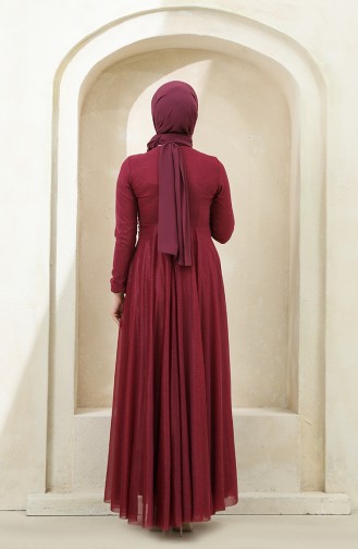 Claret Red Hijab Evening Dress 5397-11