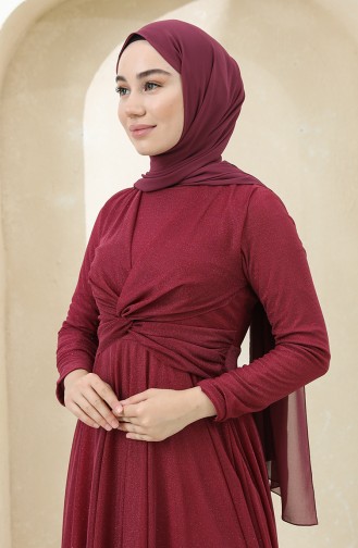 Claret Red Hijab Evening Dress 5397-11