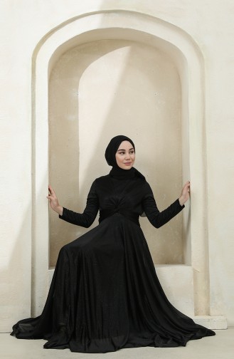 Black Hijab Evening Dress 5397-12