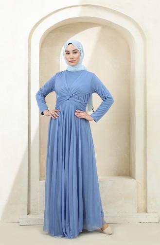 Blue Hijab Evening Dress 5397-13