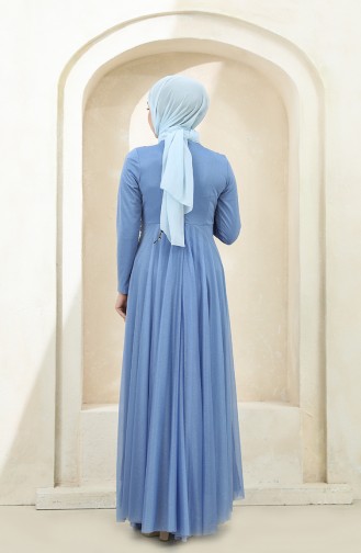 Blue Hijab Evening Dress 5397-13