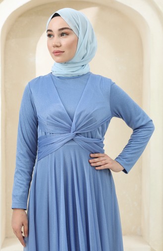Blue Hijab Evening Dress 5397-13