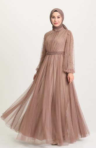 Mink Hijab Evening Dress 5514-10