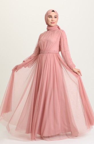 Powder Hijab Evening Dress 5514-15