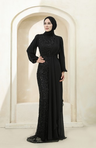 Schwarz Hijab-Abendkleider 5516-06