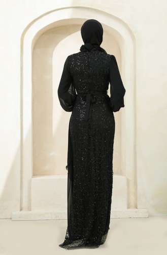 Black Hijab Evening Dress 5516-06