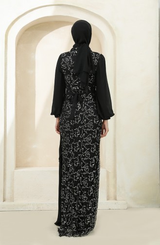 Black Hijab Evening Dress 5516-07