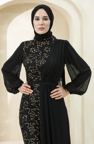 Black Hijab Evening Dress 5516-08