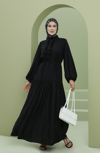 Black Hijab Dress 7001-01