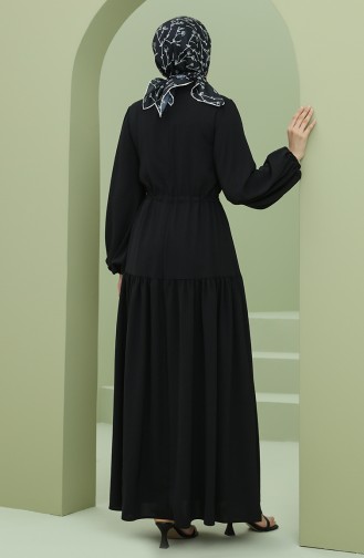 Schwarz Hijab Kleider 7001-01