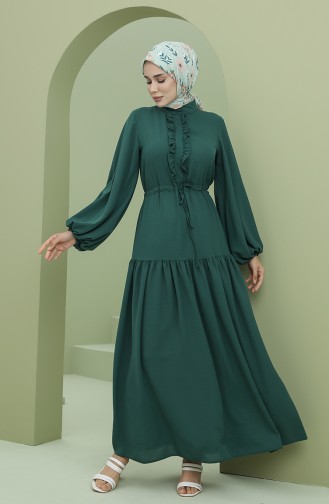 Smaragdgrün Hijab Kleider 7001-03