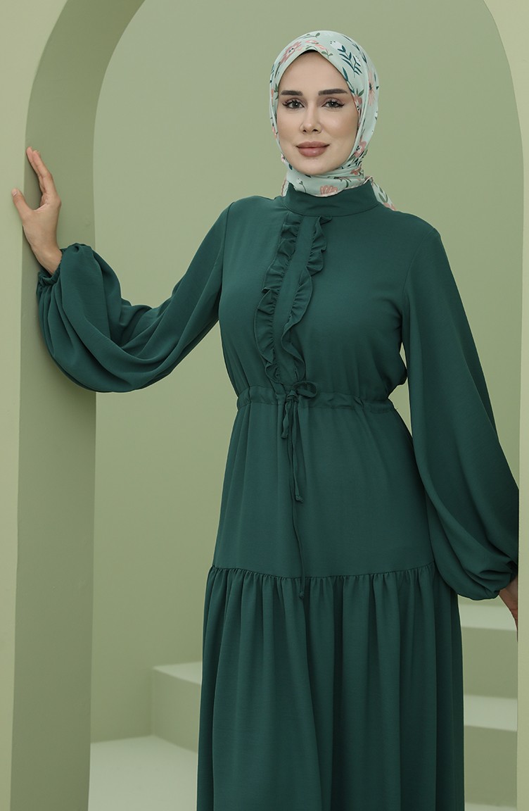 Emerald Green Hijab Dress 7001-03 | Sefamerve