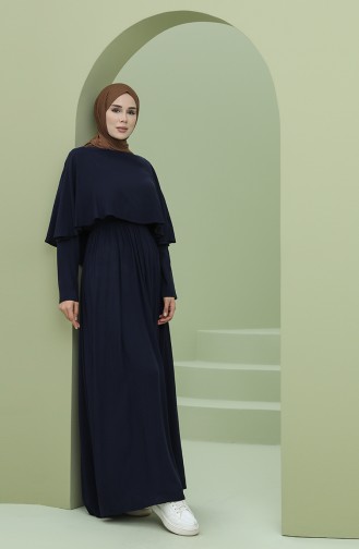 Navy Blue Hijab Dress 8329-01